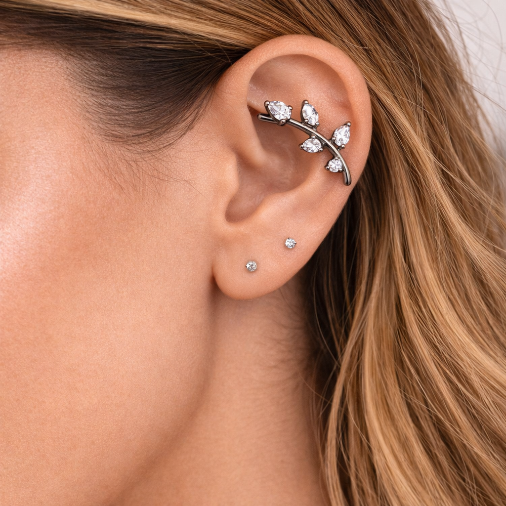 Topo de Piercing Galho com Zircônias em Titânio - Imagem 2
