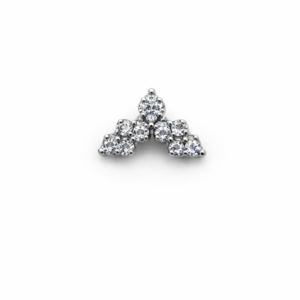 Topo de Piercing Mini Cluster Trinity com Zircônias em Titânio