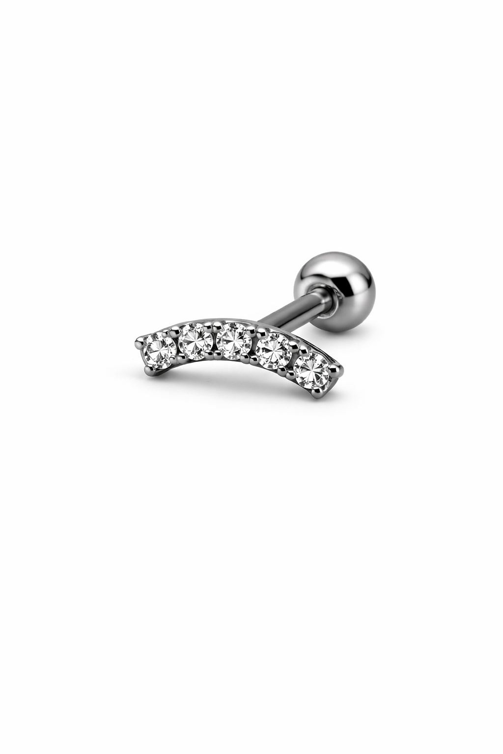 Topo de Piercing Mini Cluster com 5 Zircônias em Titânio
