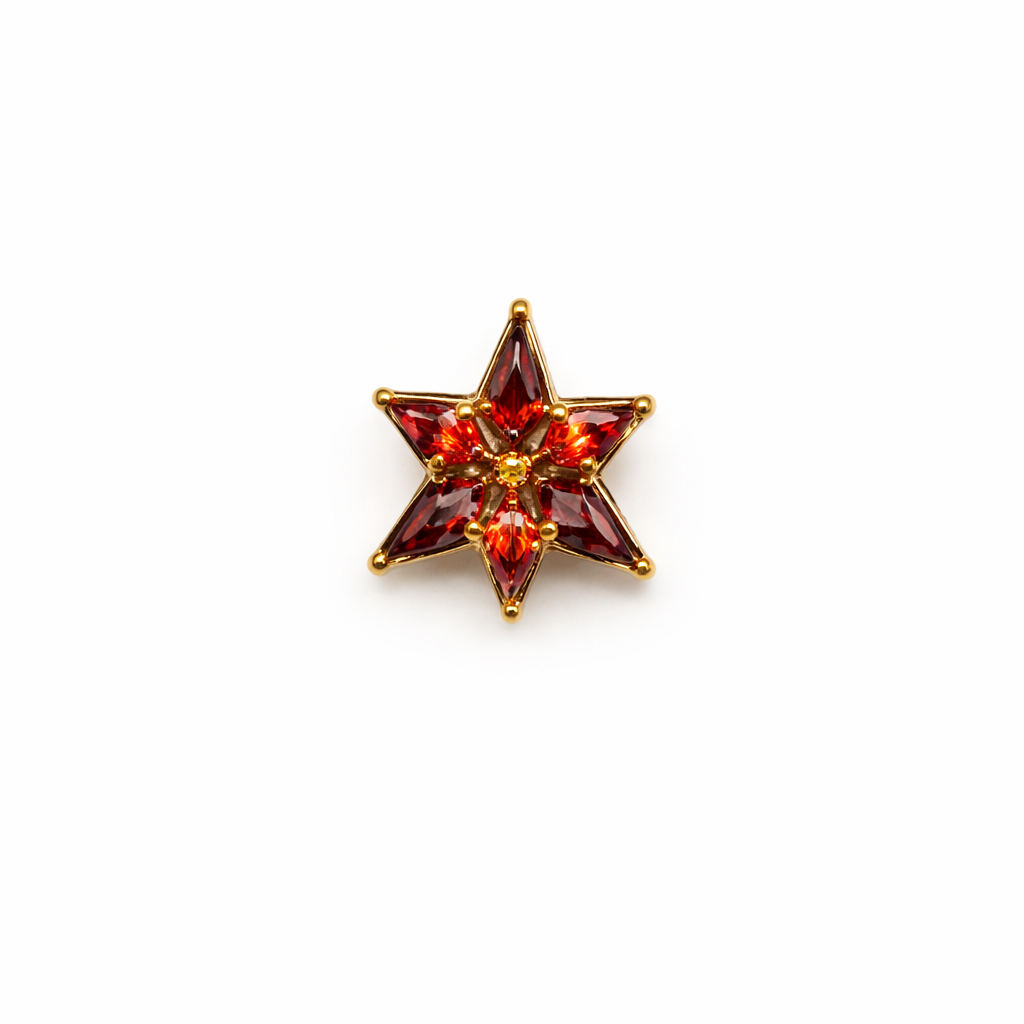 Topo de Piercing Triangular Luxo com Zircônias em Titânio PVD Gold
