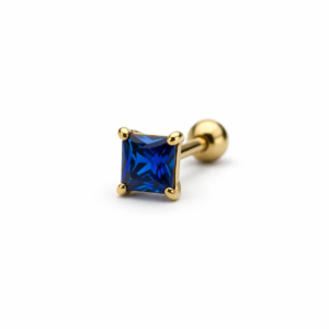 Topo de Piercing com Zircônia Azul Safira em Titânio