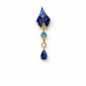 Topo de Piercing com Zircônias Dark e Aqua Blue em Titânio