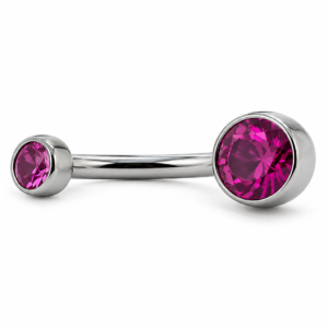 Piercing de Umbigo Flat em Titânio com Zircônia Magenta