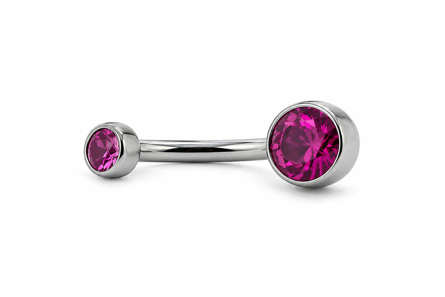 Piercing de Umbigo Flat em Titânio com Zircônia Magenta